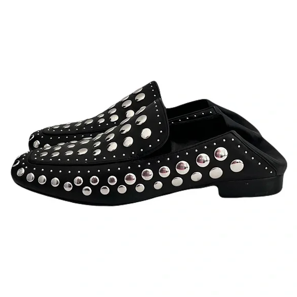 1. State Black Leather ‘Flintia’ Silver Studded Convertible Flats, Size 7.5